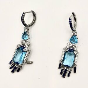 Elegant Silver and Smoky and White Sapphire Drop Earrings